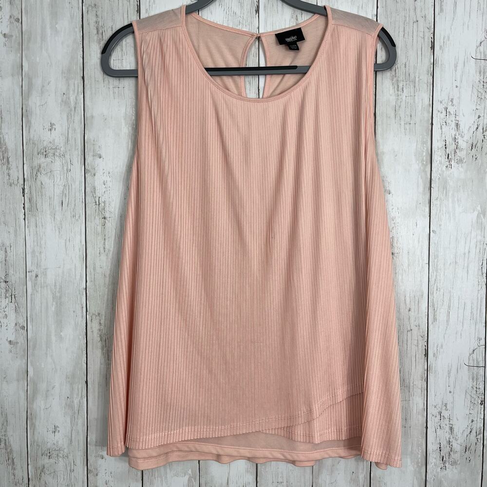 Mossimo Pink Sleeveless Pleated Flowy Girly Fairy Key Hole Blouse Plus Size XXL